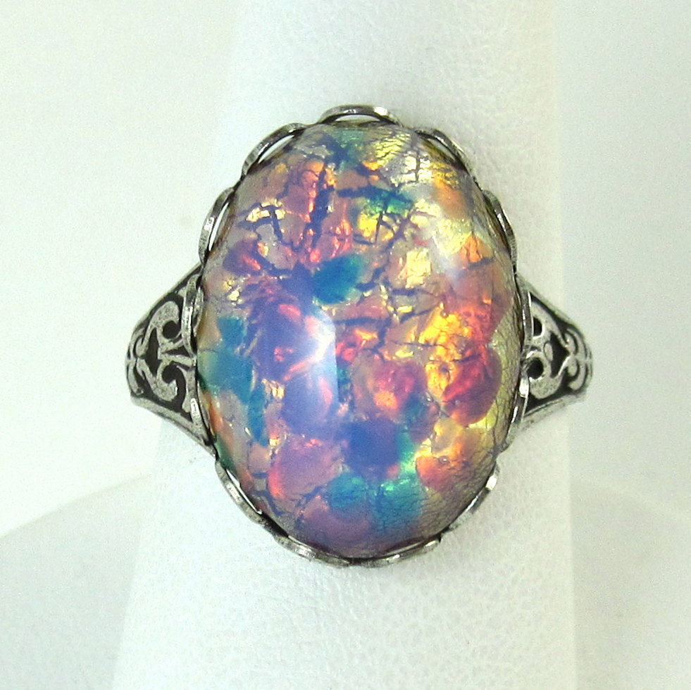 Viewing Gallery For - Vintage Opal Wedding Rings